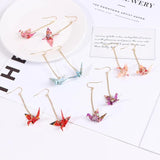 Red Bird Cranes Paper Earrings Romantic Jewelry For Women