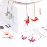 Red Bird Cranes Paper Earrings Romantic Jewelry For Women
