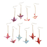 Red Bird Cranes Paper Earrings Romantic Jewelry For Women