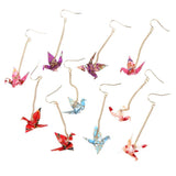 Red Bird Cranes Paper Earrings Romantic Jewelry For Women