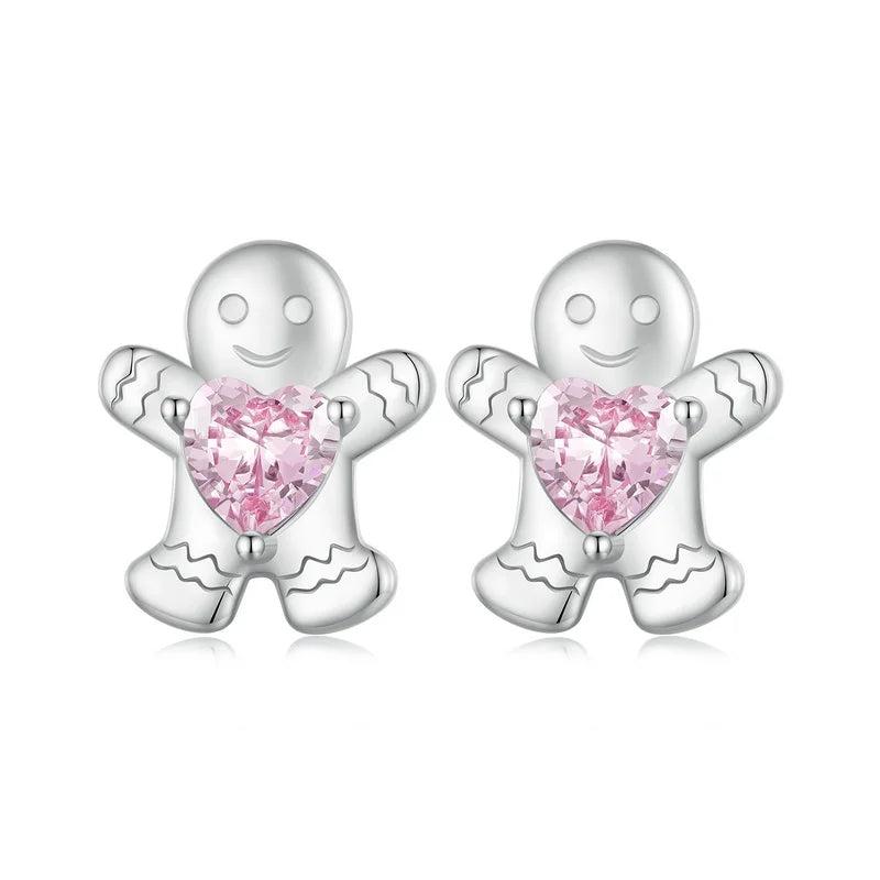 925 Silver Merry Xmas Rainbow Star Crystal Stud Earrings