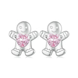 925 Silver Merry Xmas Rainbow Star Crystal Stud Earrings