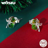 925 Silver Merry Xmas Rainbow Star Crystal Stud Earrings