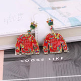 Christmas Earrings Red Clothes Jewelry for Woman