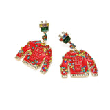Christmas Earrings Red Clothes Jewelry for Woman