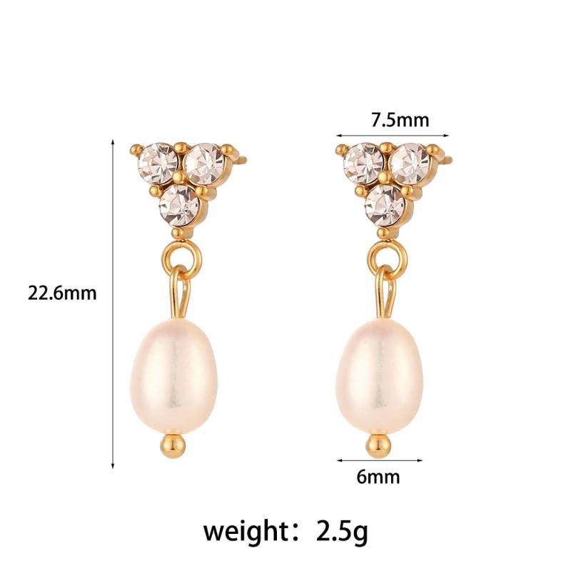 18K Plated Mini Lotus Freshwater Pearl Stud Earrings Christmas Green CZ Lady