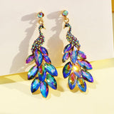Crystal Peacock Drop Earrings for Women Wedding Party