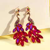 Crystal Peacock Drop Earrings for Women Wedding Party