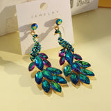 Crystal Peacock Drop Earrings for Women Wedding Party