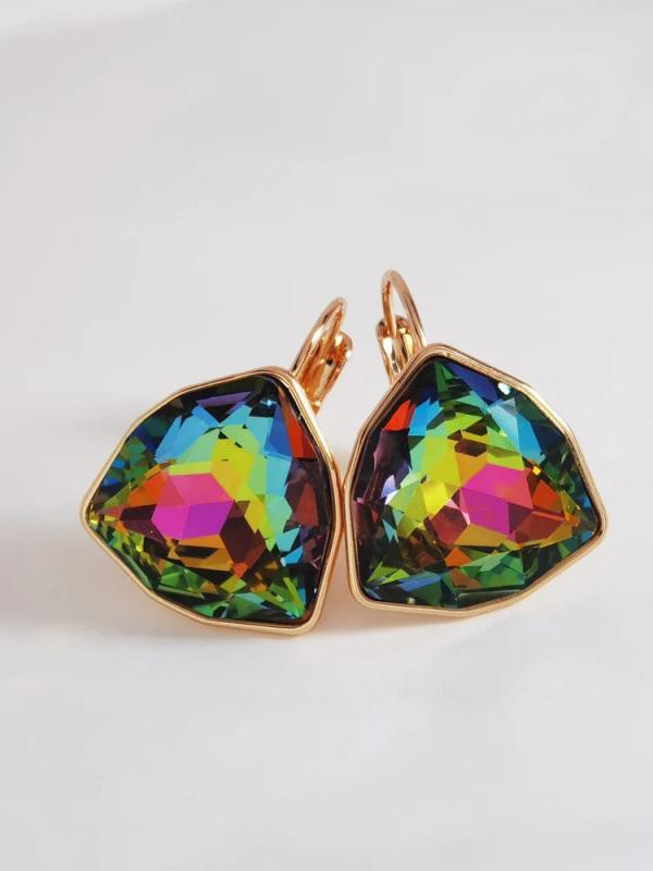 18k Triangle Dangle Earrings for Party Wedding - Bijoux Gift