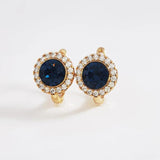 Austrian Crystal Plated Earrings for Women Round Clip-Ons Gift