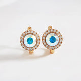 Austrian Crystal Plated Earrings for Women Round Clip-Ons Gift