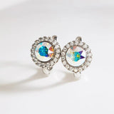 Austrian Crystal Plated Earrings for Women Round Clip-Ons Gift