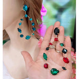 NeeFuWoFu Glass Big Earrings Copper Rhinestone Christmas Accessories