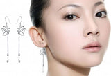 925 Silver Long Earrings for Women Girls Christmas Gift Statement Jewelry