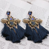 NeeFuWoFu Rhinestone Tassel Butterfly Earrings Crystal Brinco Ear Accessories