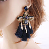 NeeFuWoFu Rhinestone Tassel Butterfly Earrings Crystal Brinco Ear Accessories