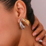 Vintage Crystal Hollow Droplet 18K Plated Stud Earrings