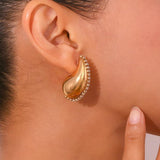 Vintage Crystal Hollow Droplet 18K Plated Stud Earrings