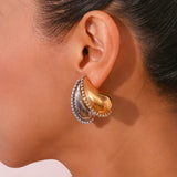 Vintage Crystal Hollow Droplet 18K Plated Stud Earrings