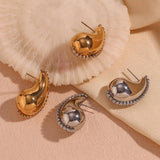 Vintage Crystal Hollow Droplet 18K Plated Stud Earrings