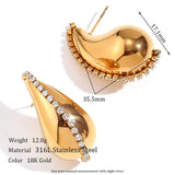 Vintage Crystal Hollow Droplet 18K Plated Stud Earrings