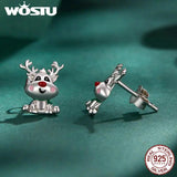 925 Silver Christmas Reindeer Ear Studs Women Gift
