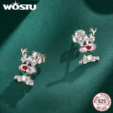 925 Silver Christmas Reindeer Ear Studs Women Gift