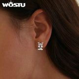 925 Silver Christmas Reindeer Ear Studs Women Gift