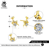 S925 Deer Stud Earrings Christmas Sterling Silver Cubic Zirconia Women Jewelry