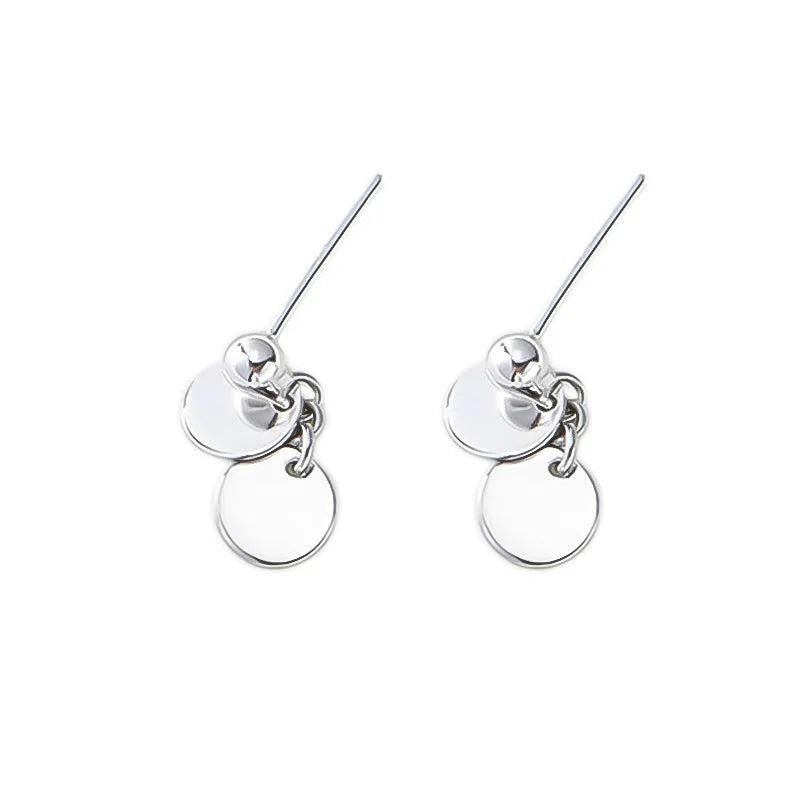 Davis 925 Silver Geometry Wafer Stud Earrings Women Wedding Jewelry