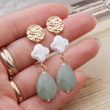 Natural Stone Earrings Freshwater Pearls Dangle Ear Earring