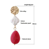 Natural Stone Earrings Freshwater Pearls Dangle Ear Earring