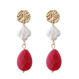 Natural Stone Earrings Freshwater Pearls Dangle Ear Earring