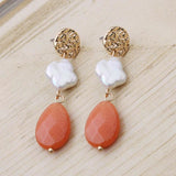 Natural Stone Earrings Freshwater Pearls Dangle Ear Earring