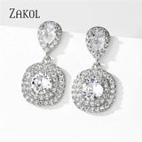 Square Water Drop Dangle Earrings for Women Bridal Wedding Jewelry