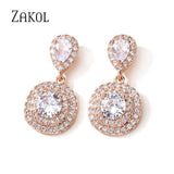 Square Water Drop Dangle Earrings for Women Bridal Wedding Jewelry
