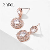 Square Water Drop Dangle Earrings for Women Bridal Wedding Jewelry