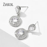 Square Water Drop Dangle Earrings for Women Bridal Wedding Jewelry