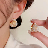 14K Plated Pearl Hoop Earrings - Christmas Party Accessory