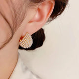 14K Plated Pearl Hoop Earrings - Christmas Party Accessory
