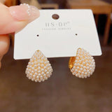 14K Plated Pearl Hoop Earrings - Christmas Party Accessory