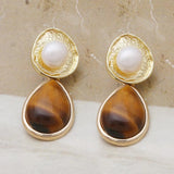 Rose Pink Heart Dangle Earrings with Freshwater Pearls