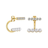 Zircon Pearls Earrings Stainless Steel Piercing Earings