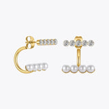 Zircon Pearls Earrings Stainless Steel Piercing Earings