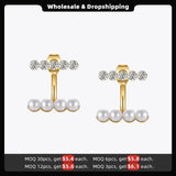 Zircon Pearls Earrings Stainless Steel Piercing Earings