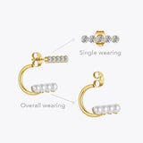 Zircon Pearls Earrings Stainless Steel Piercing Earings