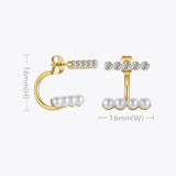 Zircon Pearls Earrings Stainless Steel Piercing Earings