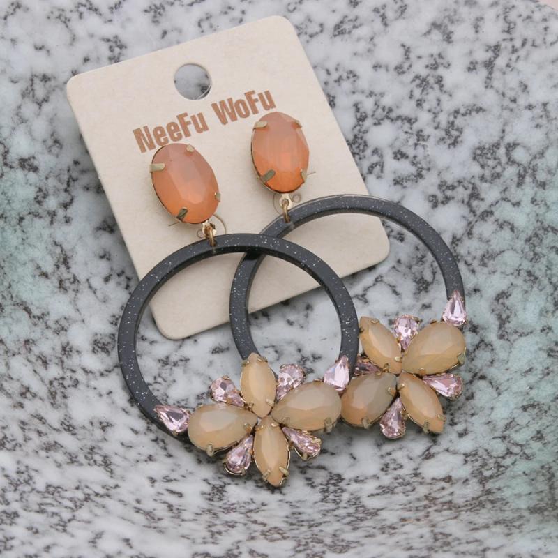 Crystal Flower Drop Earrings Big Long Brinco Oorbellen