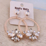 Crystal Flower Drop Earrings Big Long Brinco Oorbellen